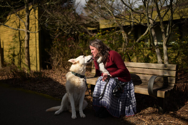 Photo of Sandy Ibrahim with her dog